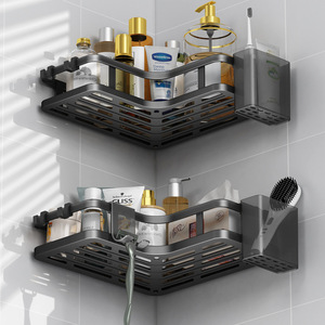 Support de rangement mural en métal à double niveau du fabricant professionnel pour salle de bain toilette cuisine coin-support <span class=keywords><strong>Triangle</strong></span> sans poinçon - Product Image 6
