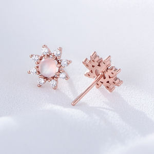 Fabrika özel en popüler ekonomik profesyonel tasarımcı tasarım sterlini 925 gümüş güneş çiçek aytaşı küpe - Product Image 3