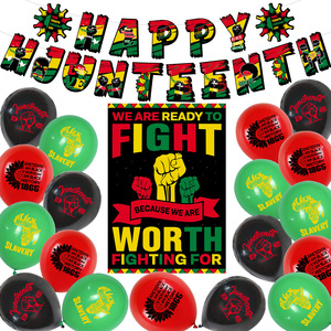 Venta al por mayor Día DE LA LIBERTAD Suministros para fiestas Decorativo <span class=keywords><strong>Junio</strong></span> Negro Feliz Juneteenth <span class=keywords><strong>Fiesta</strong></span> Decoración Globos de látex Juneteenth Globo - Product Image 5