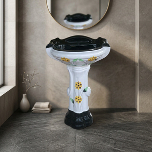 Lavabo de Pedestal Autolimpieza Nuevo modelo Lavabo de diseño de ley con Pedestal Hecho en India Sanitario de cerámica de calidad - Product Image 6