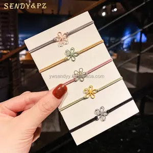 Korean style alloy hollow flower rubber bands hair tie high quality simple hair accessories for kid and child girls