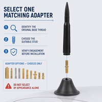 Universal Car Antenna Kit One Car Antenna Mast Kit, Multiple Thread Options Black Bullet Profile for Replacement Work