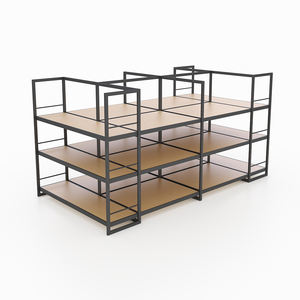 رفوف عرض للمشروبات الكحولية في المتاجر، رف أرضي حديدي لعرض زجاجات النبيذ بأربعة اتجاهات للتخزين في السوبر ماركت والقبو - Product Image 2