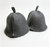 Lot de 2 chapeaux de sauna en feutre de laine uni, couleur grise, coutures en zigzag, résistants à la chaleur, unisexes, accessoires pour sauna et hammam
