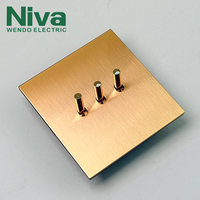 Niva électrique applique murale en laiton interrupteur à bascule panneau métallique acier inoxydable Vintage commutateurs 3 Gang pour intérieur