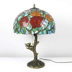 Longhuijing Phong cách Địa Trung Hải Hoa kính màu đèn bàn với ánh sáng LED mềm ấm trắng - Product Image 6