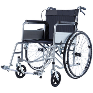 Fauteuil roulant manuel léger, pliable, portable, sans assemblage, roues à rayons, pneus gris pleins, pour personnes âgées - Product Image 2