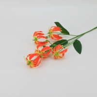 5 Köpfe 87cm Künstliche Flammen-Gloriosa-Lilie, Künstliche Orchideenblume für Heim, Hotel, Hochzeit, Tischvase, Deko, Künstlicher Blumenstiel