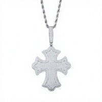 Pendentif Iced en Argent Sterling 925 Plaqué Or Rose, Style Hip Hop Rapper, avec Moissanite VVS Taille Brillant en Forme de Croix, Certifié GRA