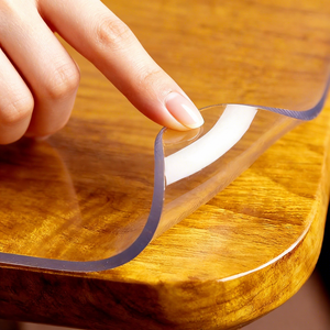 Tapis de table en verre souple transparent en PVC, imperméable, anti-huile, résistant à la chaleur et à la saleté, tapis de protection pour meuble TV, bureau - Product Image 1