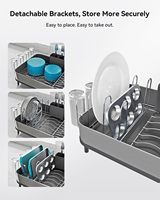 WIREKING Égouttoir à vaisselle pliable rectangulaire moderne en acier inoxydable, organisateur multifonctionnel pour évier et comptoir de cuisine, support simple