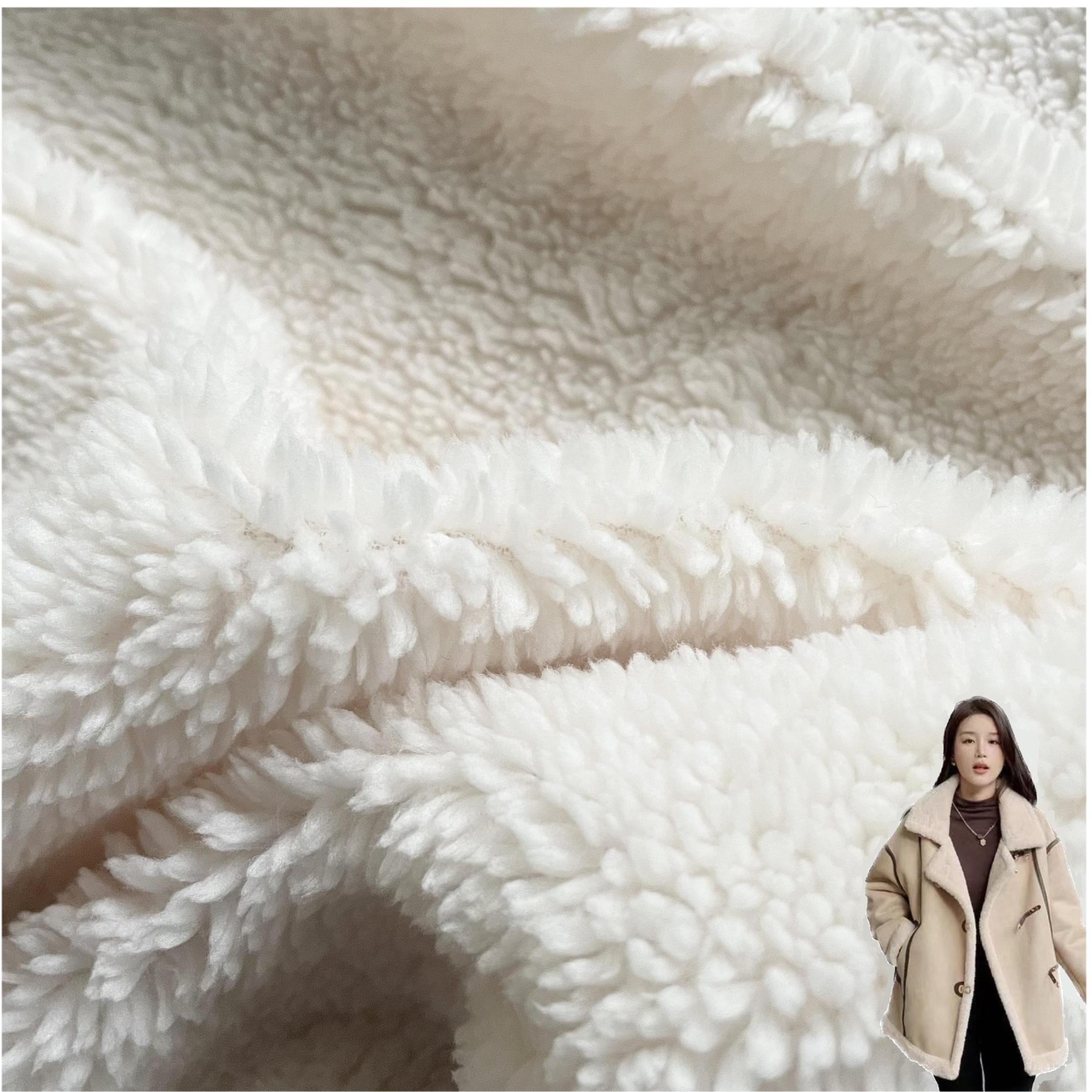 Polyester faux polar fleece fur sherpa fabric home textile for bedding clothing cushion upholstery fabric knit