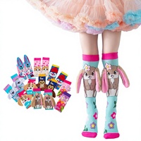 Nouvelles chaussettes tubulaires pour filles, motif dessin animé en relief, en jacquard imprimé numérique, matière Spandex/Nylon/Coton, pour le commerce transfrontalier