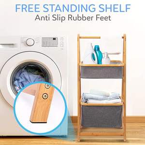 Panier à linge pliable en bambou avec étagères <span class=keywords><strong>de</strong></span> rangement en forme d'échelle pour chambre et buanderie - Product Image 2