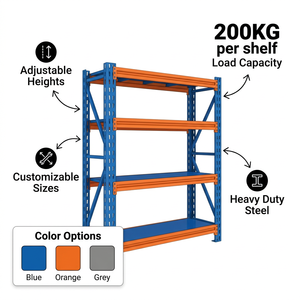 Étagères légères à monter soi-même, en métal, sans boulons, faciles à assembler, étagères en acier réglables pour la maison, la cuisine, le garde-manger, l'entrepôt - Product Image 3