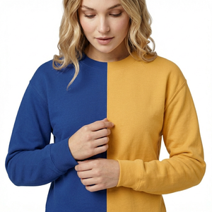 Sudadera Personalizada para Mujer en Dos Tonos, Amarillo y Azul, Ropa Universitaria, Sudadera con Contraste de Color para Hermandades Estudiantiles - Product Image 2
