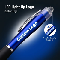Stylo bille LED personnalisé en gros avec logo gravé au laser, multicolore, écriture fluide, encre noire, pour cadeau promotionnel