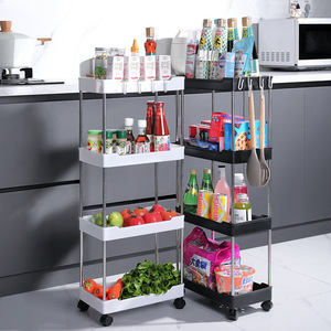 Multipurpose 4-Layer Storage Cart With Wheels For Kitchen Bathroom Living Room Standing Type Easy Cleaning Rectangle Shape - Product Image 1