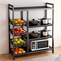 Étagère de rangement de cuisine à 4 niveaux réglable en hauteur avec roulettes pour micro-ondes et fruits