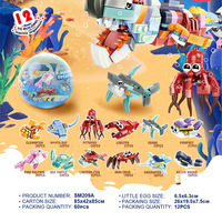 Jouet éducatif en blocs de construction en plastique ABS de la marque XINGLE, modèle d'animaux sous-marins à l'échelle 1:8, lot de 12 pièces pour les enfants de 5 à 7 ans, vente chaude