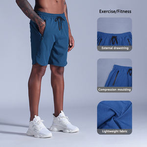 Short de basket-ball pour homme avec logo personnalisé en stock, taille moyenne, séchage rapide, maille, longueur genou, motif solide, décontracté - Product Image 2