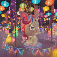 Chinesische Tier-Laternenfabrik Maßgefertigte Zoo-Einhorn-Themen Wasserdichte 3D-Plüsch-Festivallaterne für Outdoor-Garten-Lichtshows
