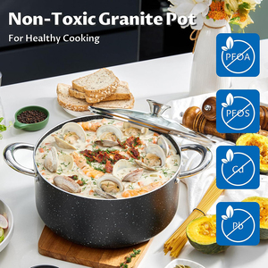 Olla Holandesa de Alta Calidad de 6 Qt con Tapa de Vidrio, Revestimiento Cerámico Antiadherente, Apta para Lavavajillas, Asas de Acero Inoxidable para Cocina de Gas - Product Image 5
