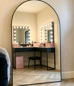 Modern Arched Full Length Mirror Aluminum Alloy Frame Decorative Wall Mirror Floor Standing <b>Bedroom</b> Living Room Hotel Customized - Product Image 6