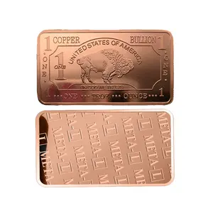 Metal Art Collection 1 oz One Troy Ounce USA American Buffalo .999 Fine Copper Bullion Bar Ingot Cu Element CMCMINT