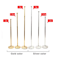 Offres Spéciales – Drapeaux Fanions Rétractables en Aluminium de 2m et 2,6m pour Intérieur/Bureau, en Polyester Satiné Doré/Argenté, Imperméables et Durables