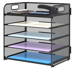 Organisateur <span class=keywords><strong>de</strong></span> papier en maille métallique, bac à lettres, organiseur <span class=keywords><strong>de</strong></span> fichiers à 5 niveaux avec poignée, trieur <span class=keywords><strong>de</strong></span> papier, organiseur <span class=keywords><strong>de</strong></span> bureau pour fournitures <span class=keywords><strong>de</strong></span> bureau à domicile - Product Image 1