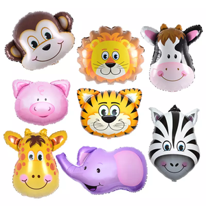 Globo de Helio con Forma de Cabeza de Animal de Dibujos Animados de Tamaño Mediano, Tigre, <span class=keywords><strong>Mono</strong></span>, Cebra, Jirafa, Vaca, Decoración para Fiesta de Cumpleaños - Product Image 1