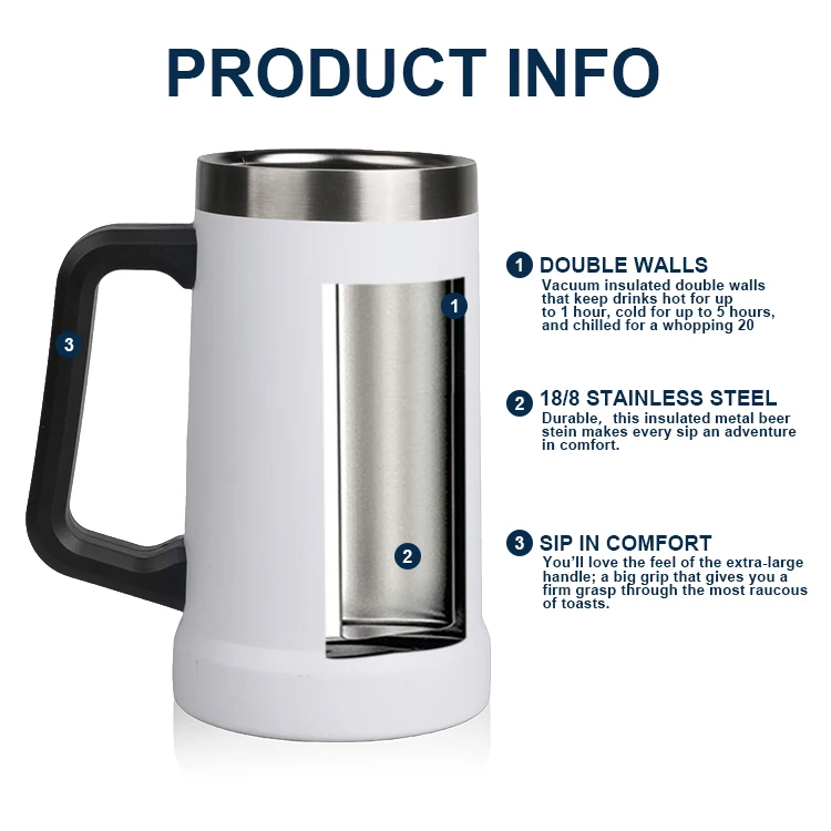 Stainless Steel Double Wall Glass Travel Camping Coffee Mug Nordic Beer Stein Mug Sublimation