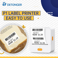 DETONGER P1 Printer Stiker Pintar Portabel Printer Label Barcode 203DPI Rumah Kantor Makanan Perhiasan Pakaian Harga Stok
