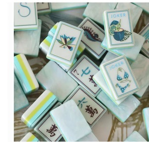 Jeu de tuiles de Mahjong américain 4 joueurs, style Côte Corallienne, en perles <span class=keywords><strong>d</strong></span>'eau acryliques, écologique, résistant à l'eau, pliable, moderne - Product Image 3