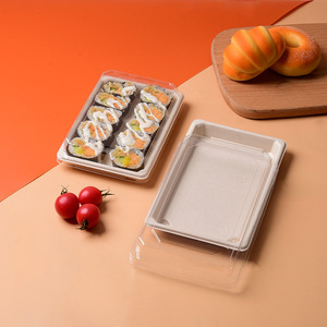 Disposable degradable food take out to go sushi box takeaway salad packaging boxes