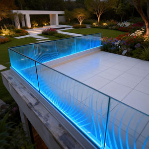 Balustrade en verre sans cadre HDSAFE pour restaurant en <span class=keywords><strong>bord</strong></span> <span class=keywords><strong>de</strong></span> <span class=keywords><strong>mer</strong></span>, garde-corps <span class=keywords><strong>de</strong></span> balcon en U avec <span class=keywords><strong>éclairage</strong></span> LED, balustrade en verre pour terrasse - Product Image 1