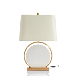 Amerikanische kreative spanische Marmor runde Tisch lampe Schlafzimmer Wohnzimmer Modell zimmer Art Deco Designer Tisch lampe