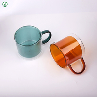 Anpassbare 8oz 250ml Doppelwandige Borosilikatglas-Kaffeetassen Individuell Gefärbte Trinkgläser Wasser-Teetasse mit Henkel