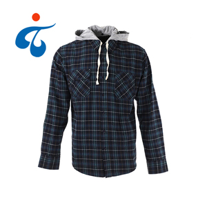 Custom Logo Wholesale <strong>Checked</strong> Hooded 100% Cotton Long Sleeve Casual Men Plaid <strong>Hoodie</strong> Flannel <strong>Shirt</strong> - Product Image 6