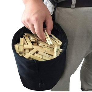 Panier à linge résistant à l'eau avec cintre, sac à pinces à linge, fermeture à cordon, organisateur de pinces à linge suspendu, sacs de rangement - Product Image 4