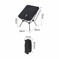 Chaise carrée Areffa Luxury Craftsman moderne en fibre de carbone, légère, pliable, pour le camping, à dossier bas, mobilier d'extérieur