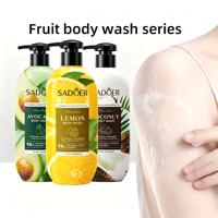 Gel Douche Série Fruits Best-seller, Enrichi aux Extraits Naturels de Noix de Coco et de Citron, Contrôle du Sébum, Hydratation Longue Durée
