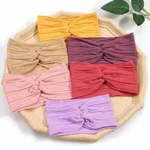 ที่คาดผมเด็ก Manotte LY-3552 สไตล์ยุโรปอเมริกัน สีพื้น ผ้าไนลอนยืดหยุ่น ลายแจ็คการ์ด แบบไขว้กว้าง - Product Image 4