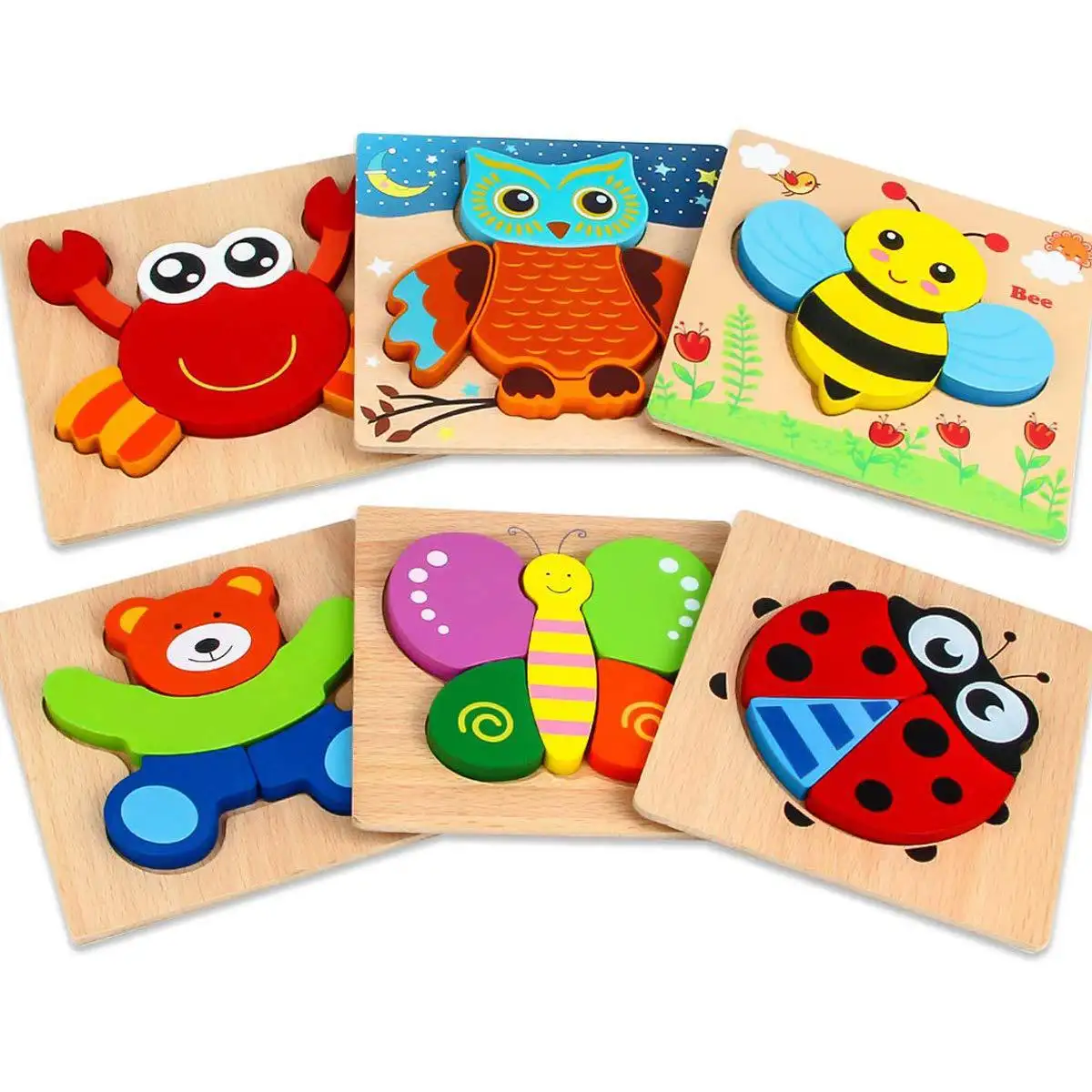 Niños Infant Baby Montessori Toys Safe Wooden Toddler Puzzles para 1 2 3 años Niños Niñas