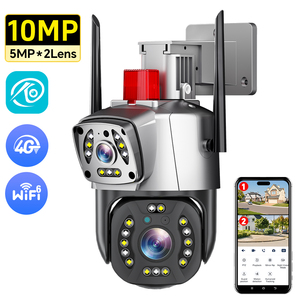 Caméra de sécurité domestique intelligente avec double objectif 10MP, Wifi/4G, PTZ, vision nocturne, surveillance IP, avec alimentation secteur - Product Image 1