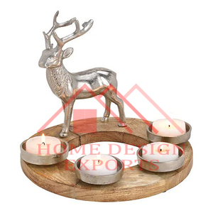 Porte-bougie chauffe-plat en bois avec bougeoir en verre pour décorations intérieures - Product Image 6