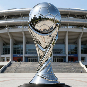 Trofeo de Fútbol Personalizado de Gran Tamaño en Acero Inoxidable, Escultura con Acabado Espejo, Estatua Gigante para Deportes en Estadios - Product Image 2