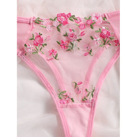 Lingerie Sexy en broderie de fleurs pour femmes, Lingerie taille basse, string en dentelle, soutien-gorge en maille, culotte, ensemble de sous-vêtements Sexy, vente en gros