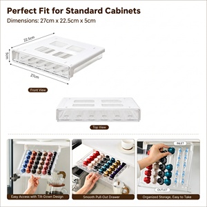 Caja de Almacenamiento de Cápsulas de Café Transparente, Tipo Cajón Montado en la <span class=keywords><strong>Pared</strong></span>, Sin Perforación, Organizador de Cápsulas de Café con Deslizamiento Automático - Product Image 5